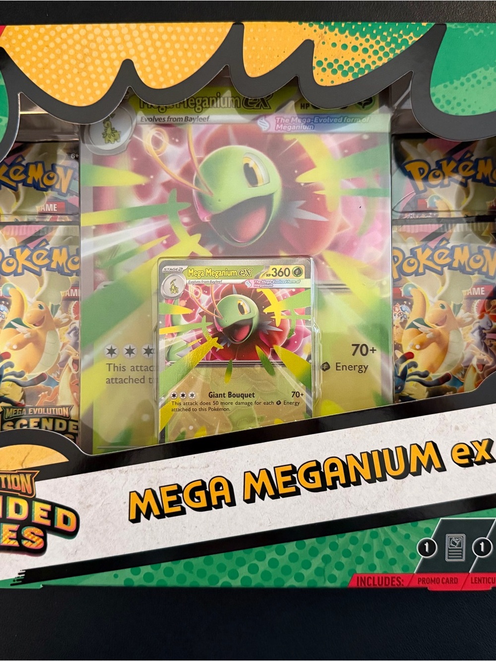 Pokemon Mega Meganium ex Box - Green, Yellow, Pink